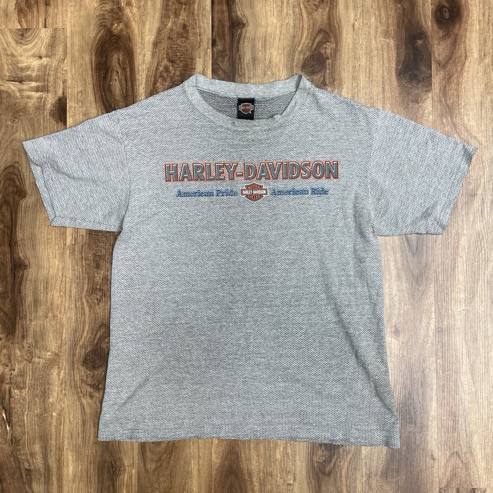 VTG Harley Davidson T Shirt Mens L Gray Daytona Beach Motorcycles Biker USA Made